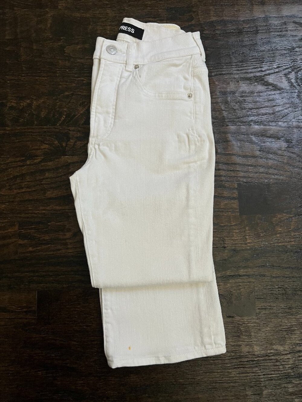 Express High Rise Cropped Flare White Jeans Size 0